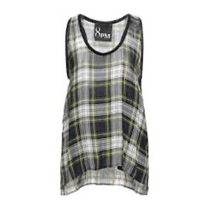 8PM Tony Manero Top XS Plaid Racerback Tank Shirt Womens